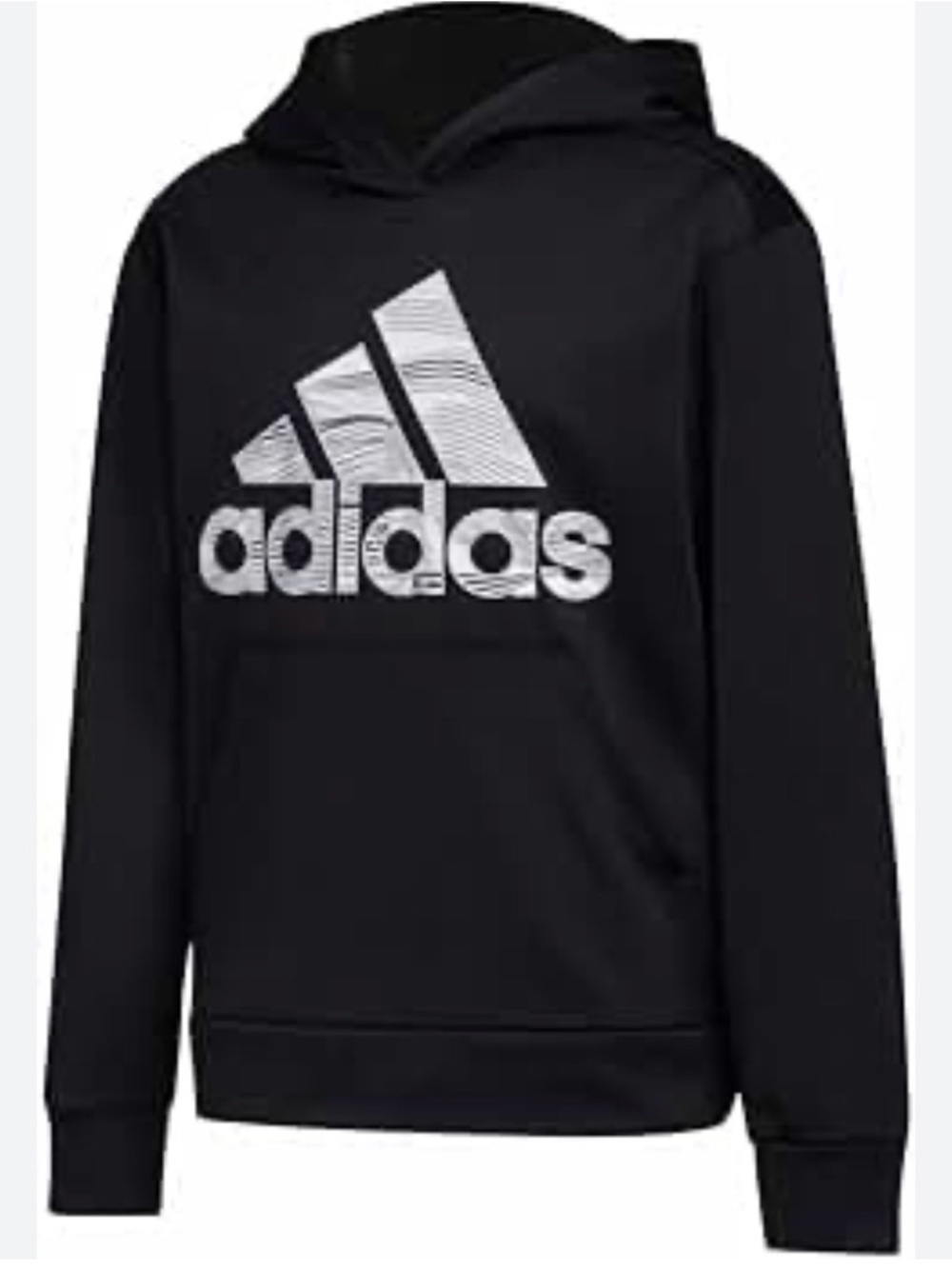 Adidas Kids Black Hoodie Sweatshirt White Logo Youth Medium 11-12Y